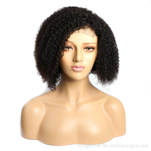 30 jours de retour sans raison nouveaute cheveux humains 4 * 4 dentelle fermeture perruque Kinky Curly court Bob perruques